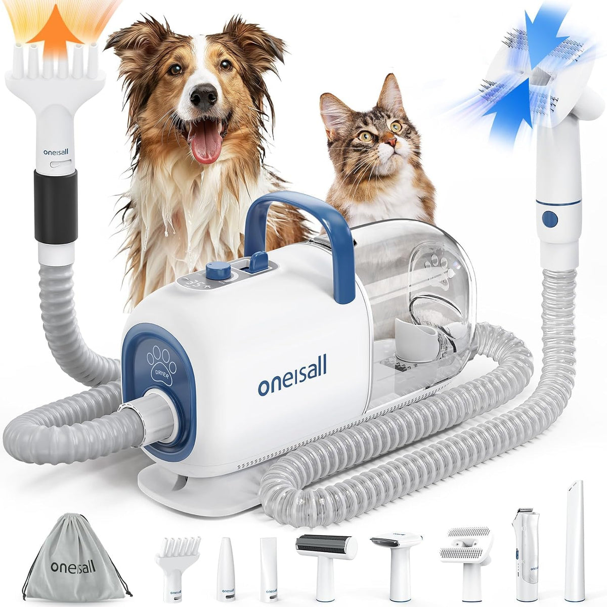 8-In-1 Dog Grooming Vacuum & Dryer for Shedding/Drying/Trimming